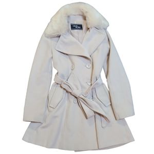 COPY - NWOT Ivory Faux Fur Collar Coat